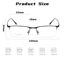 Load image into Gallery viewer, YIMARUILI Ultra-light Business Luxury Half-frame Eyewear Retro Square Pure Titanium Optical Prescription Glasses Frame Men 2089P