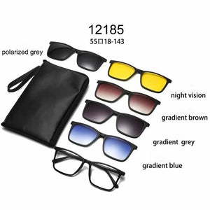 YIMARUILI Ultra-light Fashion 1+5 Magnetic Clip TR90 Round Retro Square Optical Prescription Eyeglasses Frame For Men and Women