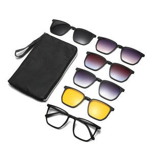 YIMARUILI Ultra-light Fashion 1+5 Magnetic Clip TR90 Round Retro Square Optical Prescription Eyeglasses Frame For Men and Women