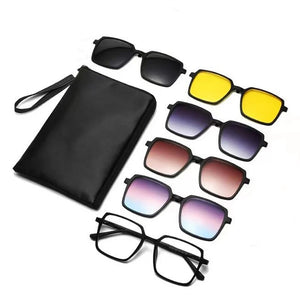 YIMARUILI Ultra-light Fashion 1+5 Magnetic Clip TR90 Round Retro Square Optical Prescription Eyeglasses Frame For Men and Women