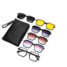 Load image into Gallery viewer, YIMARUILI Ultra-light Fashion 1+5 Magnetic Clip TR90 Round Retro Square Optical Prescription Eyeglasses Frame For Men and Women