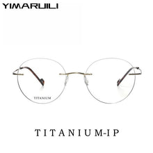 Load image into Gallery viewer, YIMARUILI Ultra-light Fashion Flexible Pure Titanium Eylasse Retro Round Optical Prescription Rimless Glasses For Men and Women