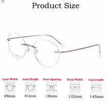 Load image into Gallery viewer, YIMARUILI Ultra-light Fashion Flexible Pure Titanium Eylasse Retro Round Optical Prescription Rimless Glasses For Men and Women
