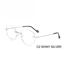 Load image into Gallery viewer, YIMARUILI Ultra-light Fashion Flexible Pure Titanium Eylasse Retro Round Optical Prescription Rimless Glasses For Men and Women