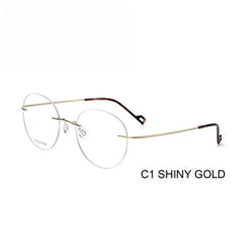 Load image into Gallery viewer, YIMARUILI Ultra-light Fashion Flexible Pure Titanium Eylasse Retro Round Optical Prescription Rimless Glasses For Men and Women
