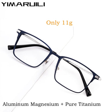 YIMARUILI Ultralight Business Aluminum-Magnesium Pure Titanium Glasses Frame Optical Prescription Eyeglasses Frame Men 5051