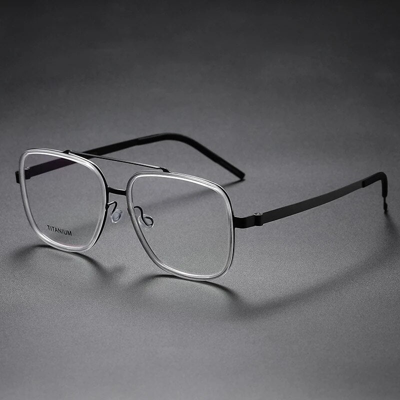 YIMARULI Super Comfortable Men's and Women's Retro Pure Titanium Plate Big Face Glasses Frame Optical Prescription Glasses Y9744