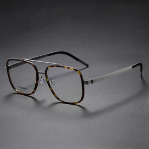 YIMARULI Super Comfortable Men's and Women's Retro Pure Titanium Plate Big Face Glasses Frame Optical Prescription Glasses Y9744