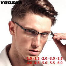 Load image into Gallery viewer, YOOSKE Half Frame Finished Myopia Glasses Men Business Prescription Eyewear Women Shortsighted Diopter -0.5 -1 1.5 -2 2.5 To-6