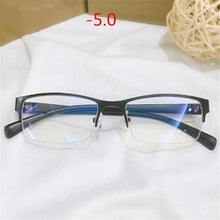 Load image into Gallery viewer, YOOSKE Half Frame Finished Myopia Glasses Men Business Prescription Eyewear Women Shortsighted Diopter -0.5 -1 1.5 -2 2.5 To-6
