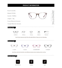 Load image into Gallery viewer, ZENOTTIC  Metal Vintage Acetate Square Optical Glasses Frame Men Eyeglasses Women Spectacle BT3301