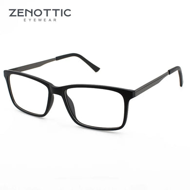 ZENOTTIC  Male Plastic Square Metal Streamlined Optical Glasses Frame for Prescription Myopia Spectacle