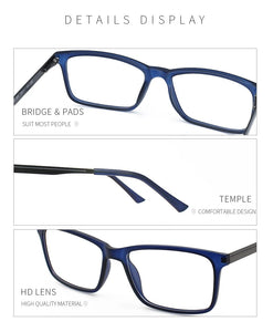 ZENOTTIC  Male Plastic Square Metal Streamlined Optical Glasses Frame for Prescription Myopia Spectacle