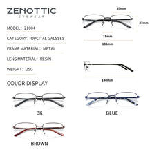 Load image into Gallery viewer, ZENOTTIC  Ultralight metal Square Half Rimless Eyeglasses for Myopia Spectacles Optical Prescription Eyewear Frame