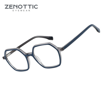 ZENOTTIC Hexagon Optical Glasses Frame  Acetate Retro Eyewear Non-Prescription Clear Lens Eyeglasses A23301