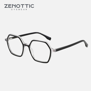 ZENOTTIC Hexagon Optical Glasses Frame  Acetate Retro Eyewear Non-Prescription Clear Lens Eyeglasses A23301