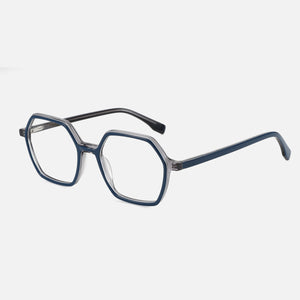 ZENOTTIC Hexagon Optical Glasses Frame  Acetate Retro Eyewear Non-Prescription Clear Lens Eyeglasses A23301