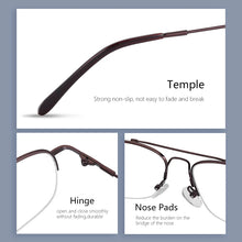 Load image into Gallery viewer, ZENOTTIC Men Classic Pilot Half-rim Glasses Frame Women Memory Metal Flexible Optical Spectacles Myopia Prescription Eyeglasses