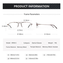 Load image into Gallery viewer, ZENOTTIC Men Classic Pilot Half-rim Glasses Frame Women Memory Metal Flexible Optical Spectacles Myopia Prescription Eyeglasses