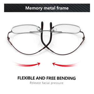 ZENOTTIC Men Classic Pilot Half-rim Glasses Frame Women Memory Metal Flexible Optical Spectacles Myopia Prescription Eyeglasses