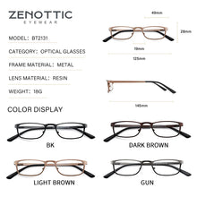 Load image into Gallery viewer, ZENOTTIC Small Rectangle Optical Glasses Frames Unisex Business Style Eyewear Non-Prescription Ultralight Metal Eyeglasses