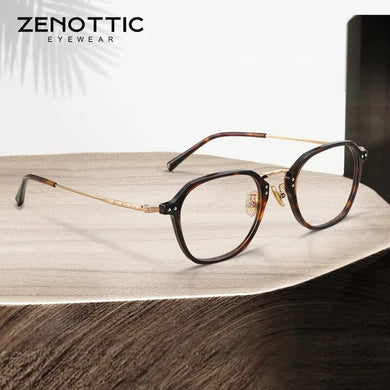 ZENOTTIC Vintage Acetate Glasses Frame Men Retro Square Optical Myopia Spectacles  Rectangle Prescription Eyeglasses