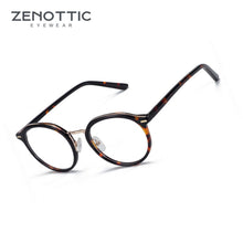 Load image into Gallery viewer, ZENOTTIC Vintage Acetate Round Glasses Frame Retro Full Rim Pattern Eyeglasses Frames Brand Designer Myopia Optical Spectacle