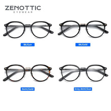 Load image into Gallery viewer, ZENOTTIC Vintage Acetate Round Glasses Frame Retro Full Rim Pattern Eyeglasses Frames Brand Designer Myopia Optical Spectacle