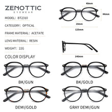 Load image into Gallery viewer, ZENOTTIC Vintage Acetate Round Glasses Frame Retro Full Rim Pattern Eyeglasses Frames Brand Designer Myopia Optical Spectacle