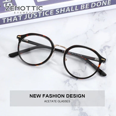 ZENOTTIC Vintage Retro Acetate Tortoiseshell Round Mens Eye Glass Frames for Women Optical Prescription Eyeglasses