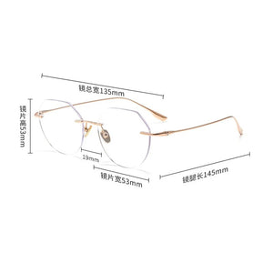 ZIROSAT 1135 Pure Titanium Glasses Frame    Men or Women Rimless Prescription Square Eyeglasses Anti-blue Ray Eyewear