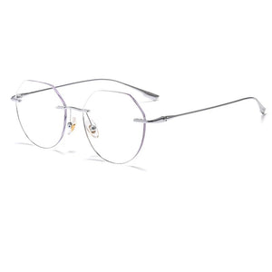ZIROSAT 1135 Pure Titanium Glasses Frame    Men or Women Rimless Prescription Square Eyeglasses Anti-blue Ray Eyewear