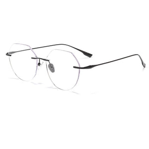 ZIROSAT 1135 Pure Titanium Glasses Frame    Men or Women Rimless Prescription Square Eyeglasses Anti-blue Ray Eyewear