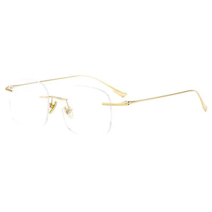 ZIROSAT 1135 Pure Titanium Glasses Frame    Men or Women Rimless Prescription Square Eyeglasses Anti-blue Ray Eyewear