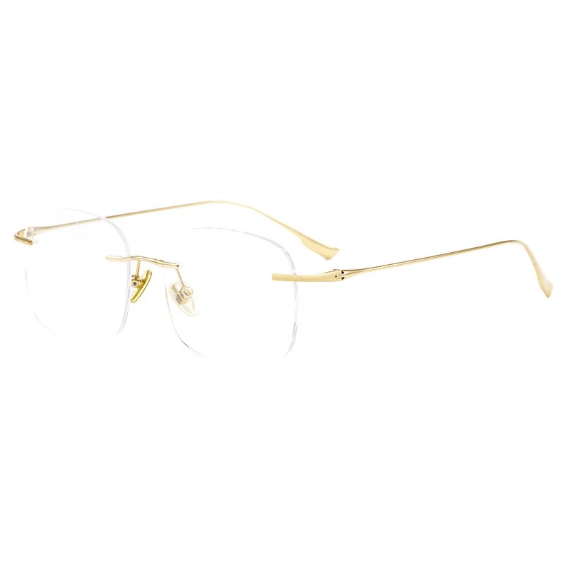 ZIROSAT 1135 Pure Titanium Glasses Frame    Men or Women Rimless Prescription Square Eyeglasses Anti-blue Ray Eyewear