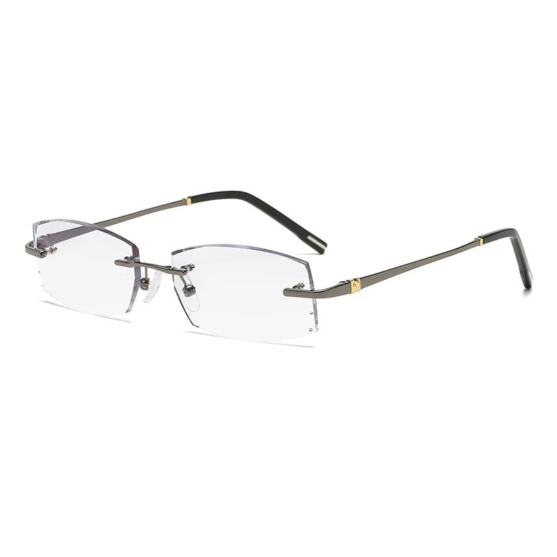 58127 Titanium Alloy Glasses Frame   Men Rimless Prescription Square Eyeglasses Myopia Optical Eyewear