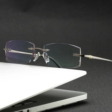 Load image into Gallery viewer, 58127 Titanium Alloy Glasses Frame   Men Rimless Prescription Square Eyeglasses Myopia Optical Eyewear