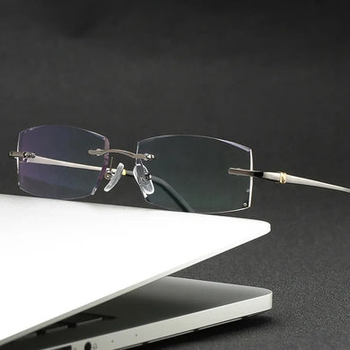 58127 Titanium Alloy Glasses Frame   Men Rimless Prescription Square Eyeglasses Myopia Optical Eyewear