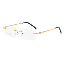 Load image into Gallery viewer, 58127 Titanium Alloy Glasses Frame   Men Rimless Prescription Square Eyeglasses Myopia Optical Eyewear
