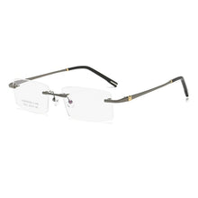 Load image into Gallery viewer, 58127 Titanium Alloy Glasses Frame   Men Rimless Prescription Square Eyeglasses Myopia Optical Eyewear