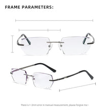 Load image into Gallery viewer, ZIROSAT 9133 Pure Titanium Rimless Men Eyeglasses Frame Fashion Brand Designer Myopia Clear Optical Prescription Eyewear Frame