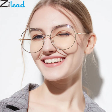 Zilead Oversize Round Glasses Frame For Women&Men Retro Metal Clear Len Glasses Optical Spectacle Glasses Eyeglasses Unisex