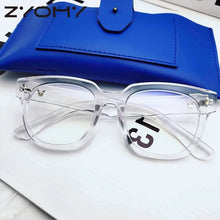 Load image into Gallery viewer, Zyomy Vintage Transparent Optical Eyewear Square Frame Reading Goggles Women Men Glasses Plain Mirror Ultralight Anti Blue Ray