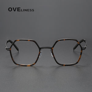 Acetate Titanium Glasses Frame men Women New Retro Polygon Prescription Eyeglasses frames Men Optical Spectacles Eyewear