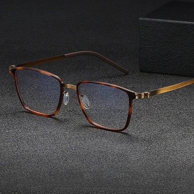 Vintage Titanium Alloy Glasses Frame Men Square Retro Prescription Myopia Eyeglasses Frame Male Luxury Brand Screwless Eyewear