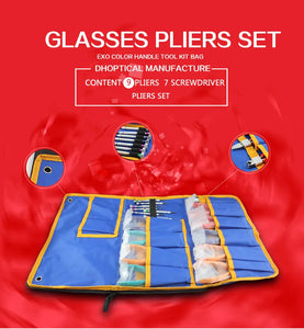 eyeglasses pliers set super value adjust nose pad  frame leg 9 matt glasses pliers +7 screwdriver +1 ruler