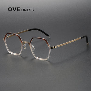 Acetate Titanium Glasses Frame men Women New Retro Polygon Prescription Eyeglasses frames Men Optical Spectacles Eyewear