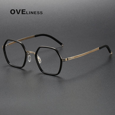 Acetate Titanium Glasses Frame men Women New Retro Polygon Prescription Eyeglasses frames Men Optical Spectacles Eyewear