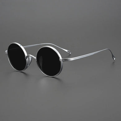 Ultra Light Pure Titanium Polarized Sunglasses Men Vintage Round Designer Small Sunglasses Women Retro Luxury Brand Eyewear