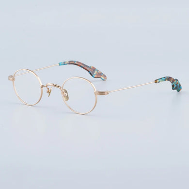 gms648 Small Round Titanium Eyeglasses Frames Japanese Style Extra-light Glasses Optical Prescription Gold Unisex Eeywear